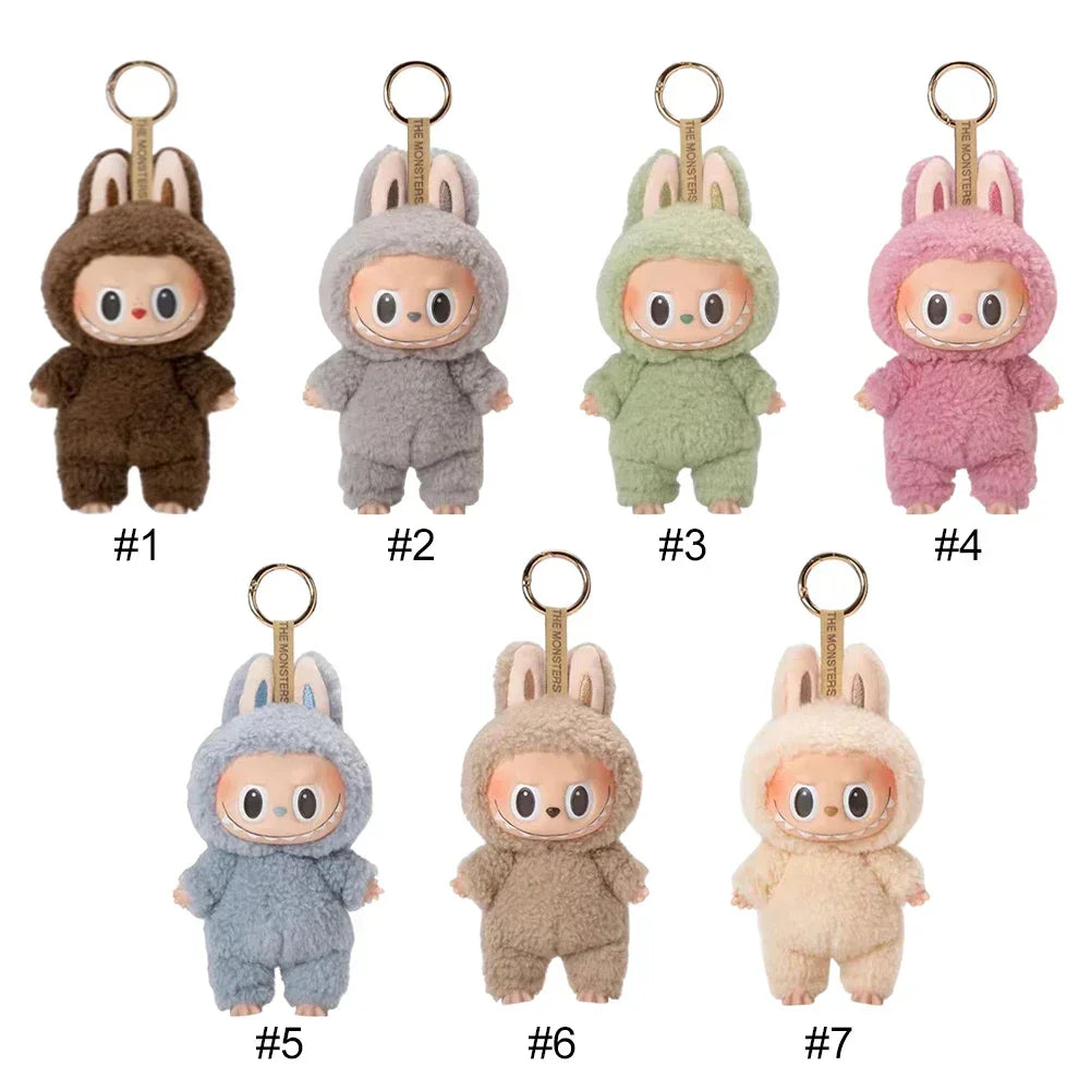 Labubu Monster Doll with Backpack Blind Box Heartbeat Macaron Mokoko Anime Character Guessing Bag Pendant Gift Replica